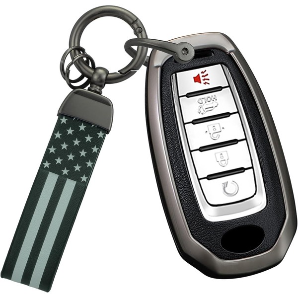 TECART Leather 5 Button Key Fob Cover Fit for Infiniti