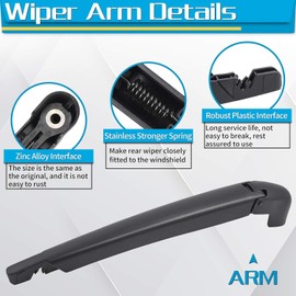 Rear Wiper Arm Blade, Replacement for Fiat 500 2007-2018 - ZOFFI Back Windscreen Wiper Assembly Replacement - All Season Natural Rubber Cleaning Window