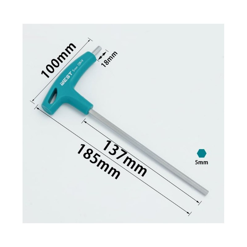 LIANRISES 5mm Allen Key T Bar Key T-Handle Hex Keys