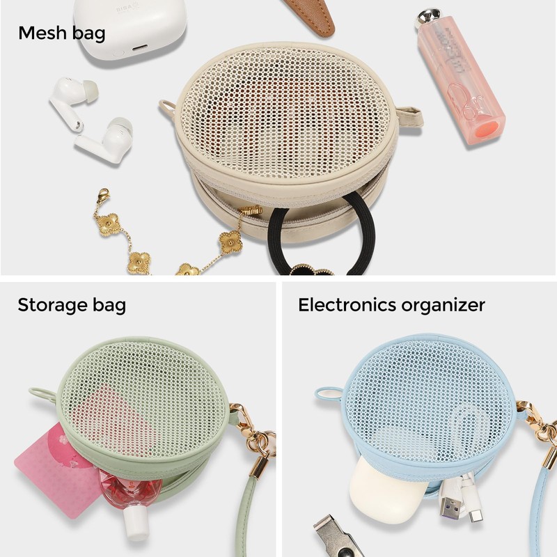 GIVLEFLY 2PCS Mini Mesh Pouch Set for Women, Small Pouch