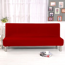YancLife Sofa Cover 3-Seater Without Armrest, Stretch Sofa Cover without Armrest Sofa Throw, Sofa Cover Stretch Bed Couch Protective Cover Plain for Folding Couch without Armrests (Red)