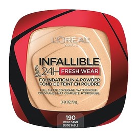 LOral Paris L'Oreal Paris Makeup Infallible Fresh Wear Foundation in a Powder, Up to 24H Wear, Waterproof, Beige Sand, 0.31 oz.