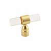 Lucite on Satin Gold -Knob 2.2" x 0.66" - Face