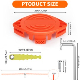 Eyoloty AF-100 30ft 0.065” Replacement Spools for Black Decker GH900 GH600 LST522 LCC140 String Trimmer Weed Eater Refills Auto-Feed Spool (6 Spool,1 Cap,1 Spring)