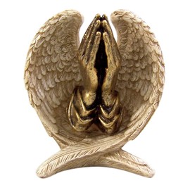 Angel Wings with Praying Hands Cast Resin Figurine Statue, 5 Inch