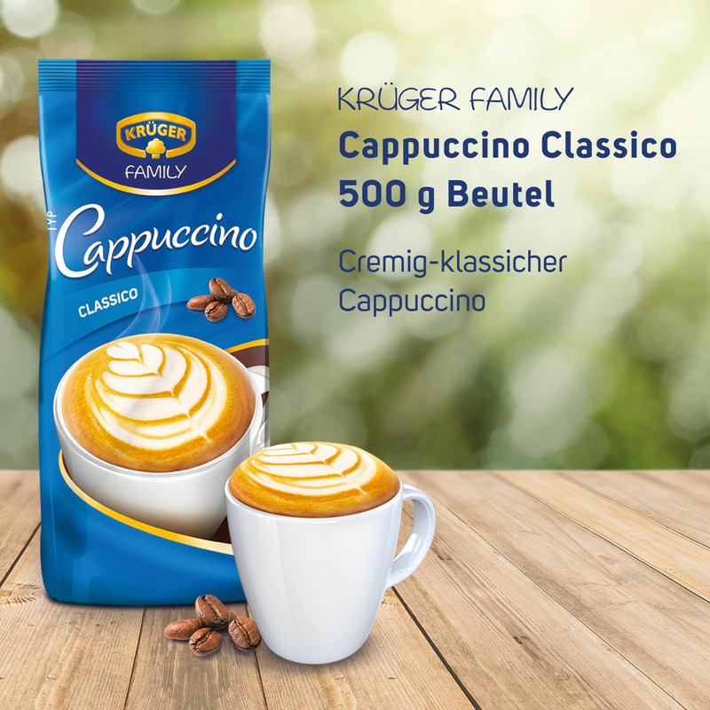 KRÜGER Family Cappuccino Classico Flavoured Beverage Powder with Soluble Bean