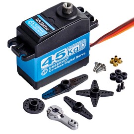 Stemedu 45kg Low Profile Servo Coreless Steering Servo Motor, High Torque 46kg.cm@ 7.4V, Stainless Steel Gear RC Digital Servo or Robotic DIY, 1/10 1/8 RC Car/Truck/Crawler/Boat (Control Angle 180°)