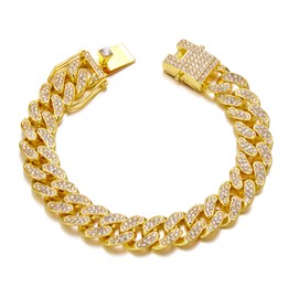 HIPBLING Iced Out Bracelet for Men Gold Cuban Link Bracelets Diamond Miami Cuban Bracelets 13mm 8 inch Bling Bracelet Hip Hop Rapper Jewelry Gift for Men