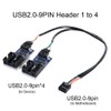 NFHK Motherboard 9pin USB 2.0 Header 1 to 2/4 Female