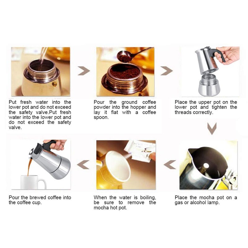 Duokon Stainless Steel Espresso Maker Portable Camping Travel 100ml