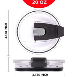 Tumbler Lids Spillproof 20 Oz,2 Replacement Lids for 20 oz YETI Rambler,BPA Free & Straw Friendly,Spill-proof Lids,Covers for 20 Ounce Tumbler Cup(20 oz, Black)