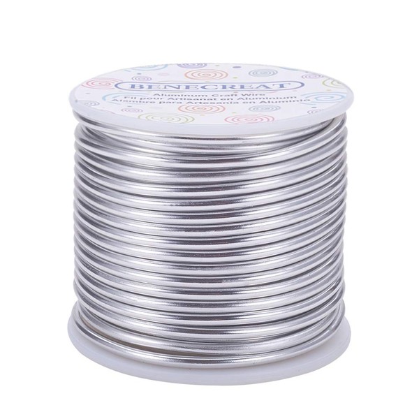 Benecreat Total Length 6.7 ft (17 m) Wire Diameter 0.1 inch (3 mm) Silver Aluminum Wire, Colorful Accessories, Decorations, Handicrafts, Gardening, Figurine, Florist Decoration, Crafts, Auxiliary
