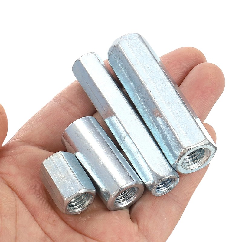 sourcing map M10x1.5mm Coupling Nuts, 5 Pcs Carbon Steel Galvanized
