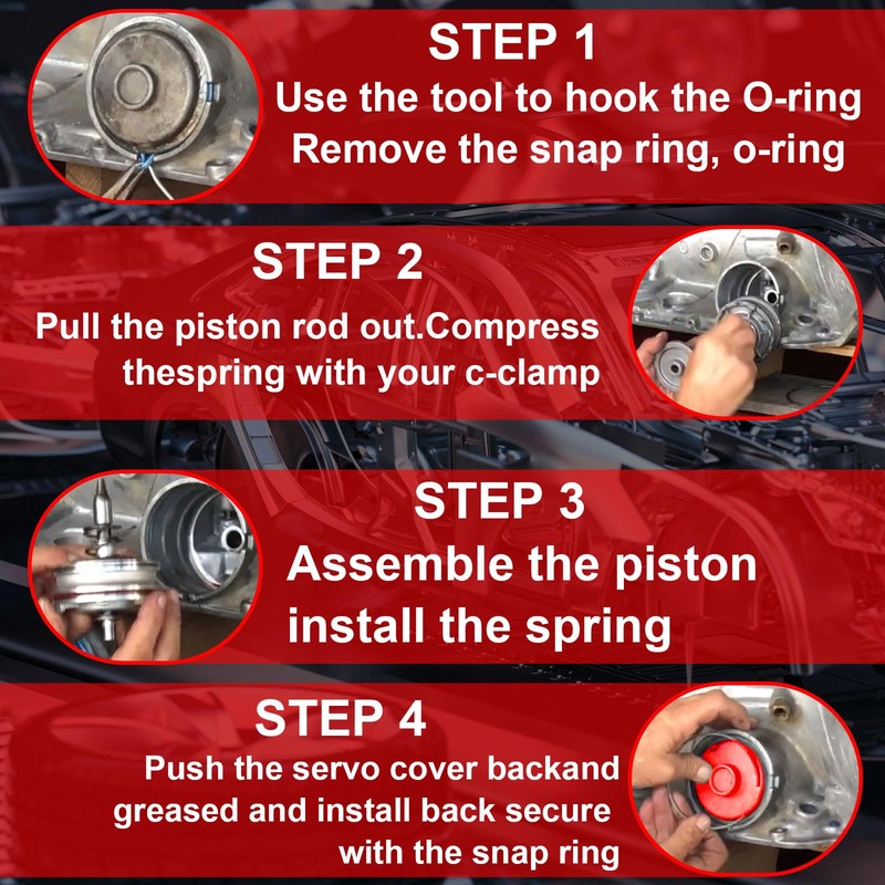 Servo Piston Assembly with Cover, Pin and Snap Ring for