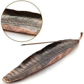 Incense Holder Set - Leaf and Snail Incense Burner,Incense Holders for Sticks Ash Catcher,Durable Zinc Alloy Materia,Modern Natural Design,Incense Ash Catcher Tray (Red Brown)