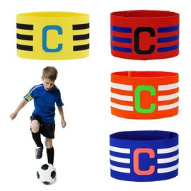 Pack of 4 Captain's Armband Children, Adjustable Elastic Captain's Armband Children's Football, Multicoloured Adult Football Player's Bandage, Captain Band for Children, Adults, Junior, Many Sports