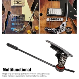 Luocute Electric Guitar Bridge Vibrato Tailpiece Tremolo and Tune O Matic Roller Guitar Bridge, Replacement for Les Trems II Les Paulss SG Black Color Tremolo Stop Bar