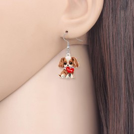 DOWAY Acrylic Cute Cavalier King Charles Spaniel Gifts Dog Earrings Dangle Puppy Charms Animals Jewelry Dog Lover Gifts for Women Mom Pet Owners (Orange)