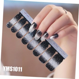Healvian 48pcs Gradual Shade Fake Nail Stickers Full Cover Nail Art Decals for Manicure Safe Material for All Occasions for Parties and Special Events Black Color