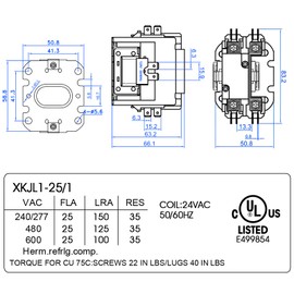 Dreyoo 1 Pack Carrier HVAC Motor Contactor, 24V 25 Amp Coil 1 Pole Replacement Relays Compatible with C230B, Air Conditioner, Heat Pump, Refrigeration Systems