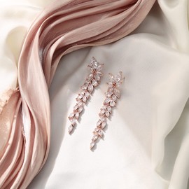 EVER FAITH Marquise Cut Cubic Zirconia Earrings for Women Drop Crystal Chandelier Long Earrings for Banquet Clear Silver Tone, Cubic Zirconia