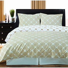 Royal Hotel Bedding Duvet Cover 3 Piece Set - Soft and Breathable Cotton Duvet Cover Set - 100% Cotton, King/Cal-King, Ivory and Linen