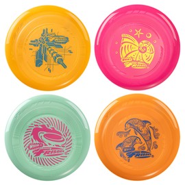 WHAM-O Frisbee Go 4 Pack Flying Disc, 9 Inch Lightweight Colorful Toy Set for Beginners Outdoor Beach Park Backyard Game - 70g