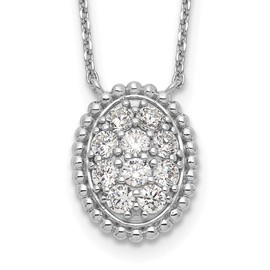 Sonia Jewels Real 925 Sterling Silver CZ Cubic Zirconia Oval 18in Pendant Necklace Charm Chain - with Secure Lobster Lock Clasp 18" (Width = 0mm)