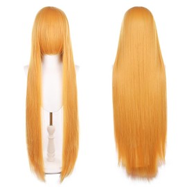 Aadesso dark orange with bangs 100cm/3.3' Long Anime Cosplay Wig Heat resistant Straight Synthetic Hair Wig