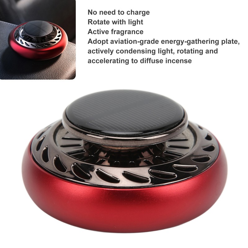 Car Air Freshener Solar Energy Rotating Aromatherapy Diffuser Interior DecorationRed