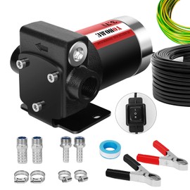 Gasoline Transfer Pump YOHOME DC 12V New DOUBLE WAY Cast Iron Fuel Transfer Pump 3.7GPM Overheating Stability With Built-in Bypass Fuel Pump Suitable For Gasoline, Diesel, Kerosene, Mineral oil