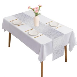 Wisebom Table Runner, 300 × 70 cm Glitter Gold Table Runners for Dining Table, Organza Table Runne Table Decor for Birthday Party Wedding Christmas Baby Shower Table Decoration (Silver)