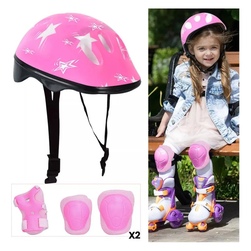 Kit De Protección De Patín Casco Rodillera Codera Para Niños