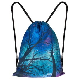 Hanessa Jute Bag with Blue Branches Art Motif Print Sports Bag Backpack Bag Gym Bag Hipster Fashion Sports Bag Shopping Bag