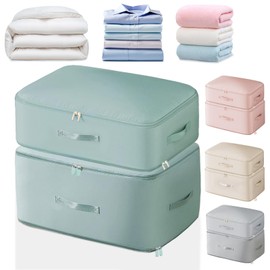 2PCS Ultra Space Saving Self Compression Organizer Bags, Blue Saver Quilt Compression Storage Bag, Space Saving Compression Organizer, Moving Organizer Bags for Comforters, Clothes