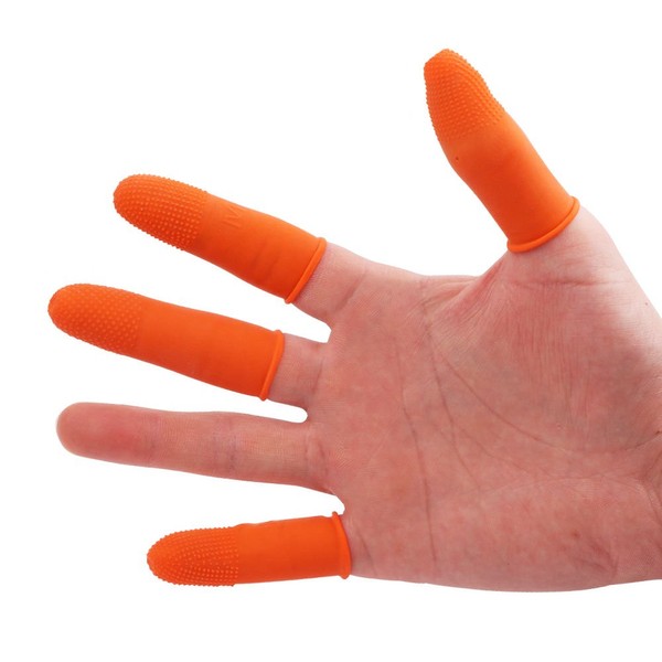 COOSKIN 100 cunas de látex reutilizables de goma para dedos, guantes protectores de grado industrial (grande)