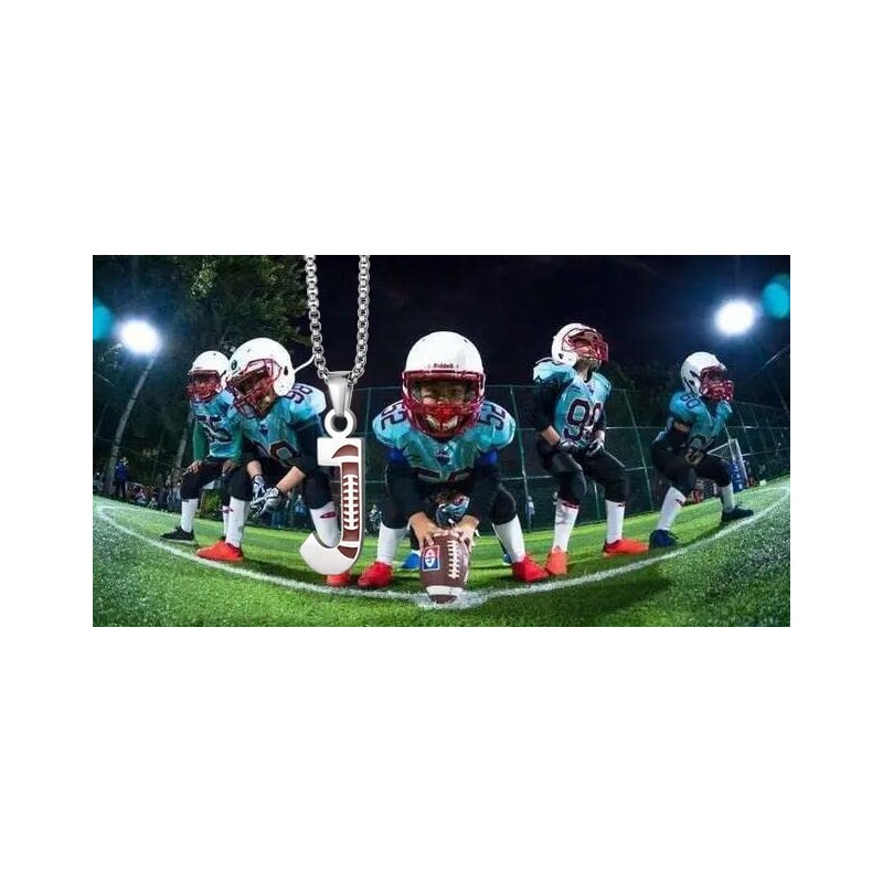 EZUY GNAY Letter J Football Stainless steel Football Necklace Player