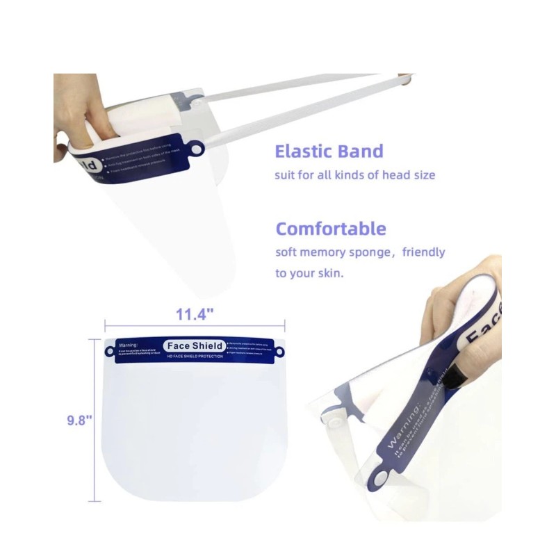 Mask Pro 10-Pack Safety Full Face Shield Reusable FaceShield Clear