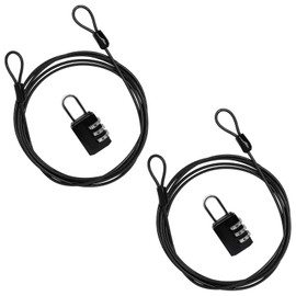 Sydien Cable Lock Double Loops 6.6Ft Long Black Security Cable with Lock, Bike Lock Cable 2.5mm Braided Steel Coated Safety Cable Wire for Luggage, Outdoor, Clothesline (2 Pack)