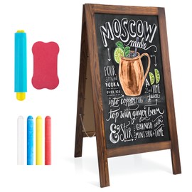 JEFURE A Frame Chalkboard Sign, 40" x 20" Extra Large Sidewalk Sign, Double-Sided Chalk Board, Blackboard Menu Board for Restaurants, Flower Shop, Cafés, Weddings, Brown