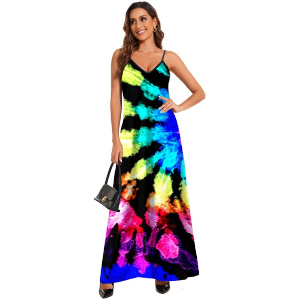 Plus Size Maxi Dresses Sundress for Women Loose Rainbow Printed