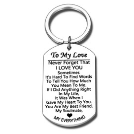 Gift for Him Her Couple Keyring Boyfriend Gifts Girlfriend Gifts Husband Wife Gift Key Ring Valentine Day Gift Christmas Birthday Gifts (To My Love)