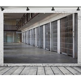 CORFOTO 7x5ft Fabric Prison Photography Backdrop Jail Cell Bars Background Jail Bars Murder Crime Themed Party Decorations Police and Gangster Party Backdrop Photoshoot Booth Studio Props