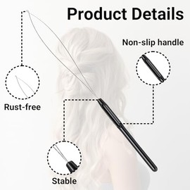 6Pcs Hair Extension Loop Threader, Bead Threader, Precise Threading | Nano Beads Fine Metal Material, Hair Extension Threader, for Hairs Extensions or Feather Hairs Extensions