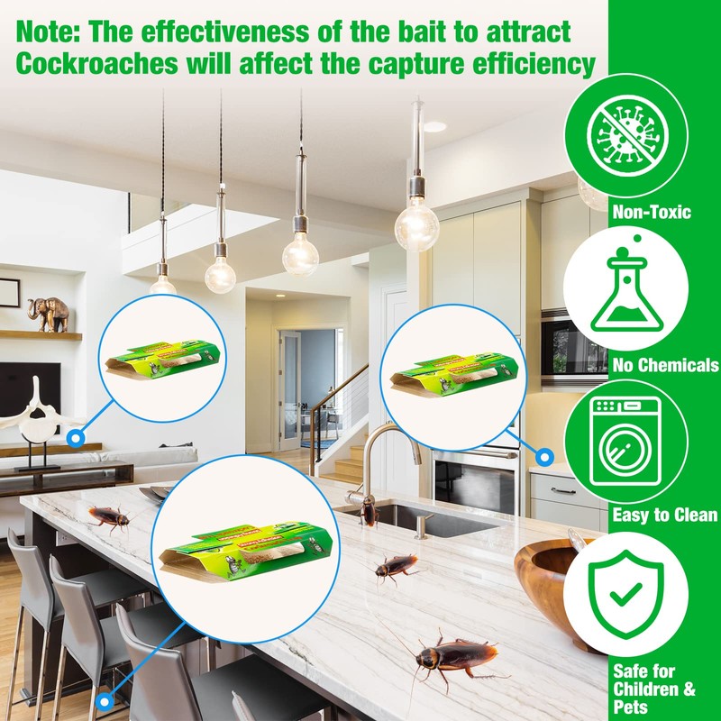 Qualirey Roach Killer Indoor Sticky Roach Traps Glue Cockroach Killer