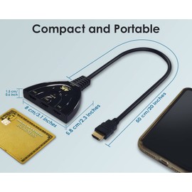 DS. DISTINCTIVE STYLE HDMI Switch HDMI Hub HDMI Splitter 3 in 1 Out HDMI Adapter for TV Supports Full HD 4K 1080P 3D