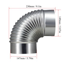 2 Pack 6 Inch Galvanized Iron 90 Degree Elbow Duct Pipe Connectors, HVAC Ventilation Chimney Flue Tube Aluminum Tape Included (6" OD)