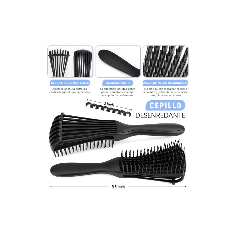 Juego de Cepillos para Desenredar el Cabello,4 Cepillos para Cabello