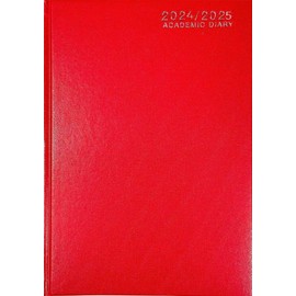 2024-2025 A5 WTV Academic Case bound Diary - Hardback A5 Week To View Diary for Year Planner for Business, Office, Home, Appointments (Red)