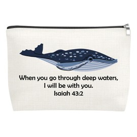 Whale Shark Christian Makeup Bag Christian Religious Gifts for Women Inspirational Gifts for Women Bible Verse Gift for Friend Sister Travel Toiletry Bag Christmas Birthday Gift for Her